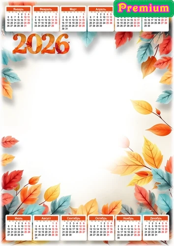 Фоторамка шаблон календаря на 2026 год