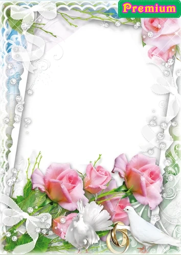 Свадебное фоторамка с голубями и розовыми розами