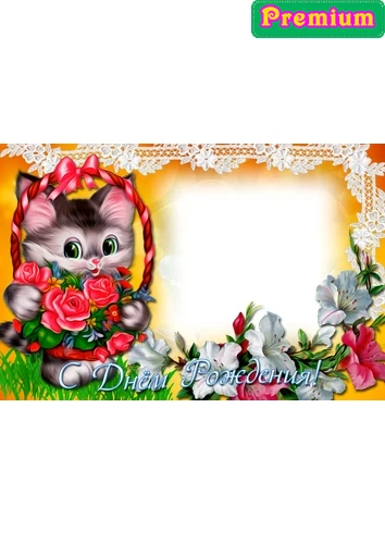 Фоторамка с днём рождения с котёнком