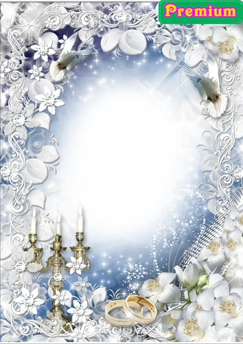 Фоторамка на свадьбу в бело-голубых тонах